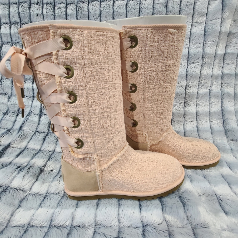 Women's Pink UGG Back Lace Up Boots